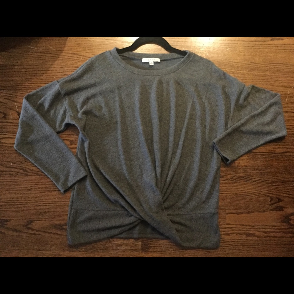 Grey front knot sweater